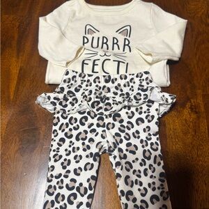 Garanimals Cream and Black Cat Print Set